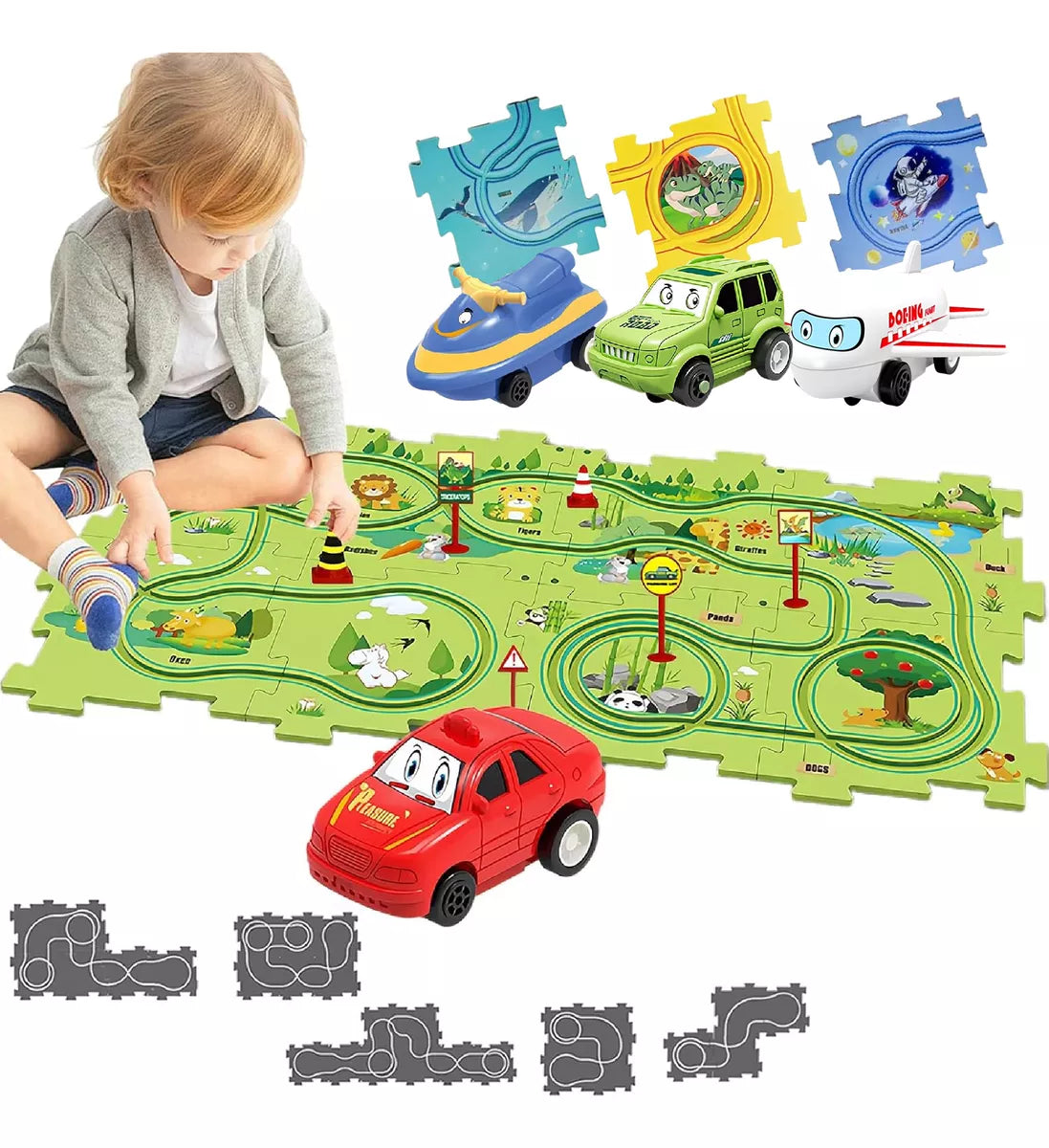 Pista de carros para niños PuzzleRacer™